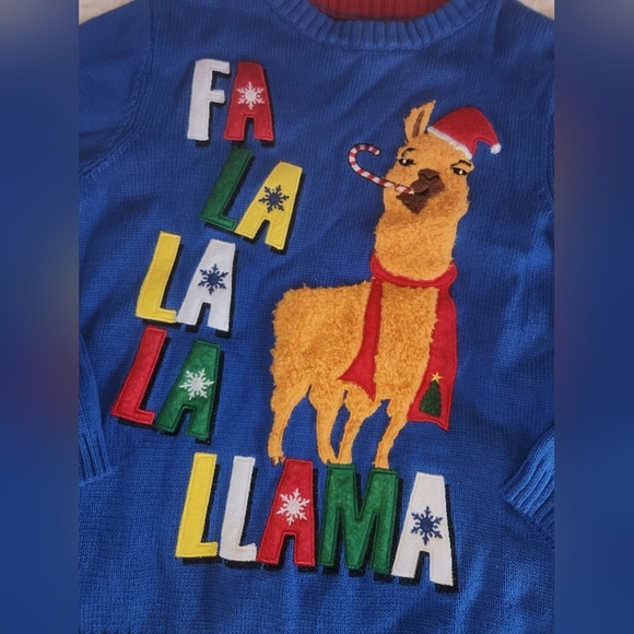 33Degrees Llama Ugly Christmas Sweater 100% Cotton Youth Sz Medium - Picture 4 of 7